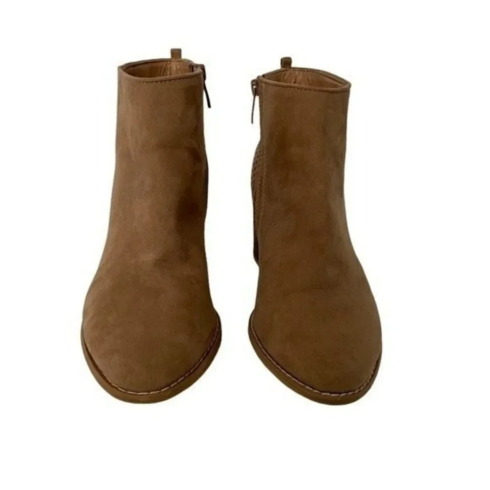 Torrid Brown Stacked Ankle Bootie with Side Zip